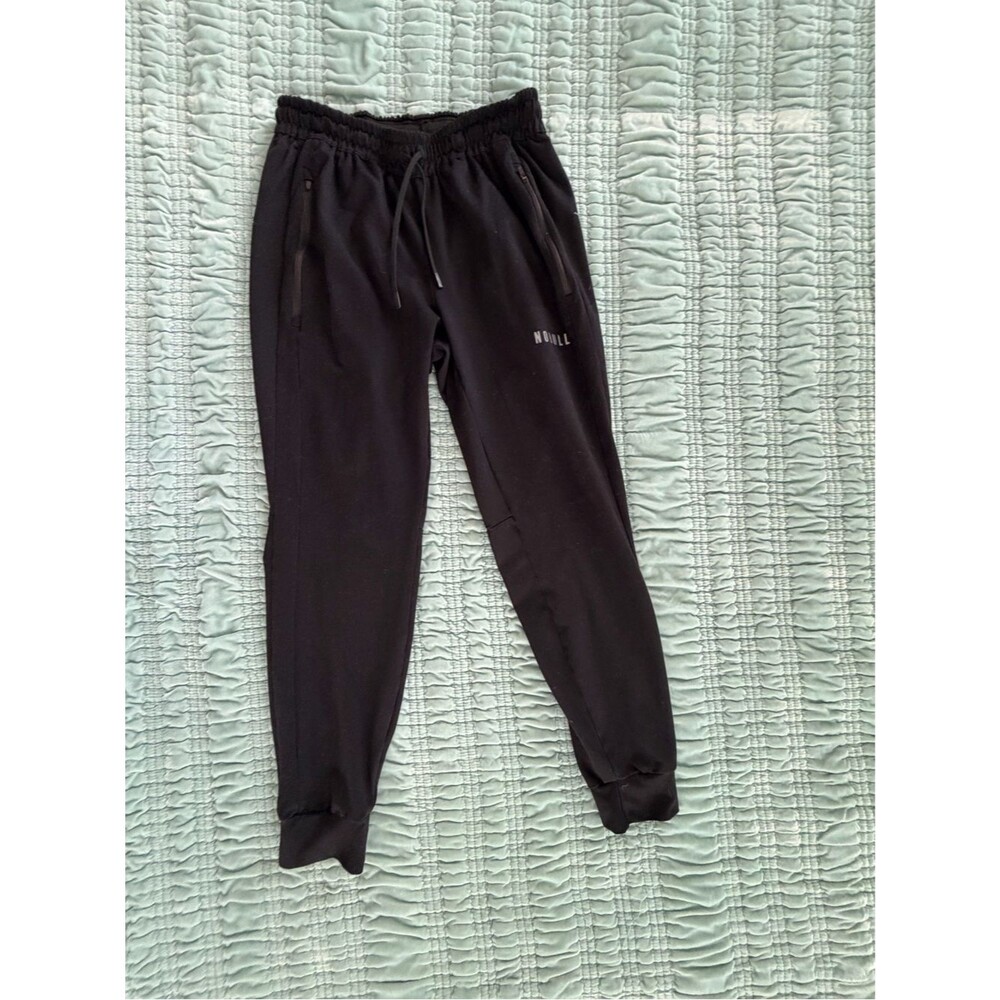 NoBull Black Men’s Jogger Sweatpants with Zippered Pockets-Med